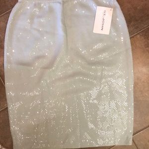 St. John Ice Blue Sequence Skirt